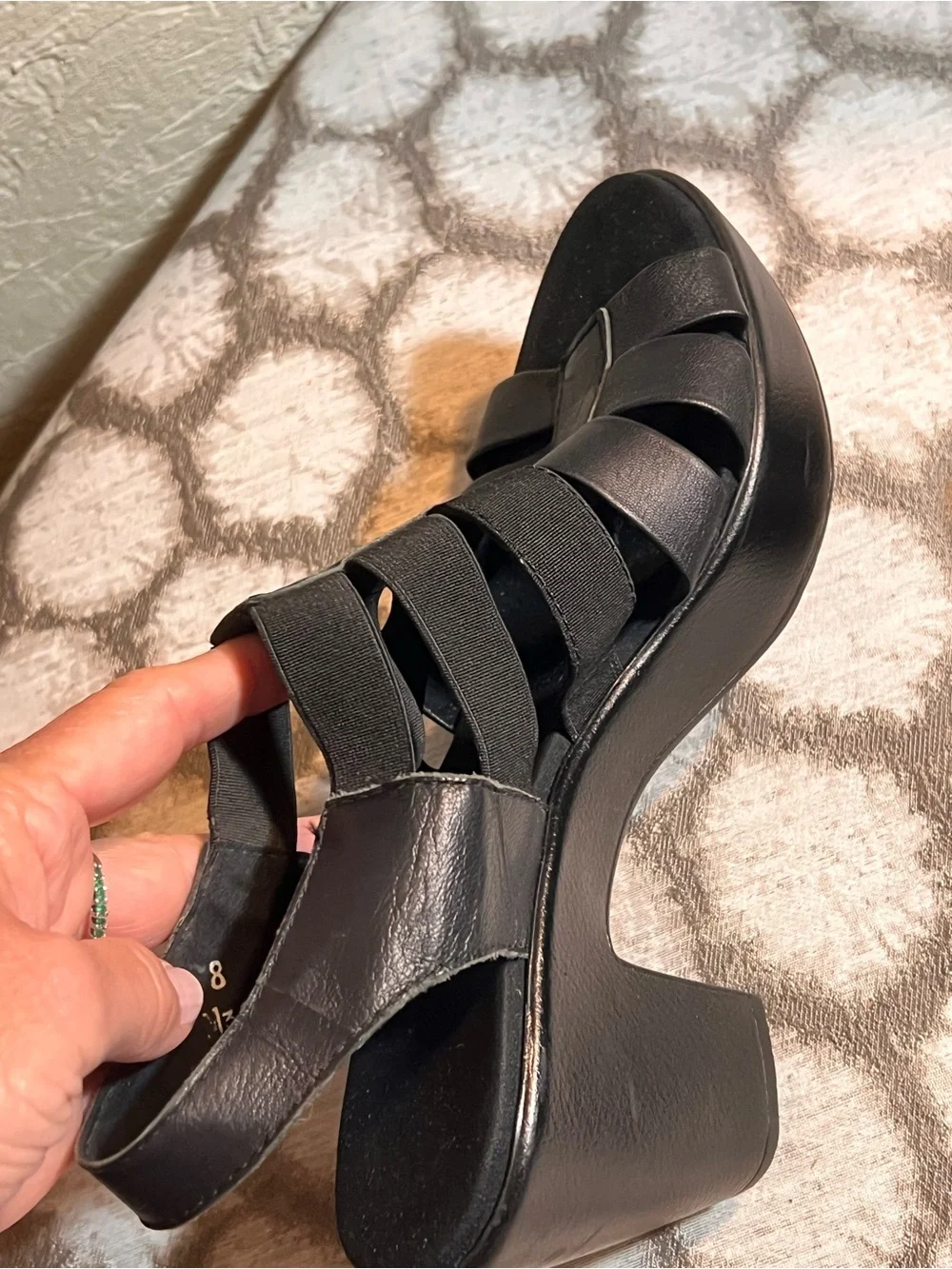 Munro Black Strappy Platform Slingback Sandals